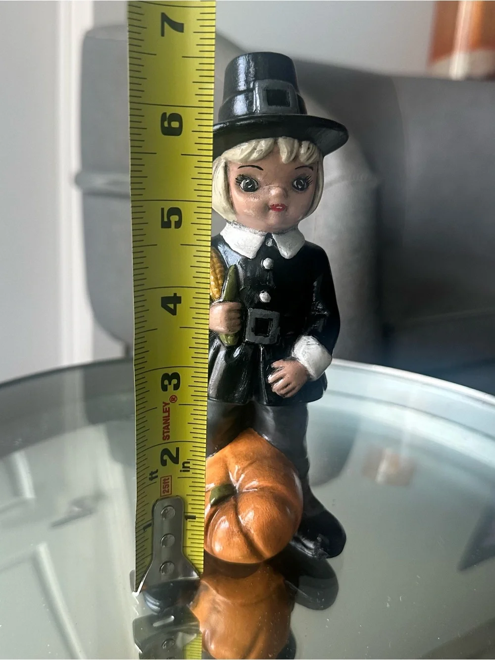 Vintage Hand-painted Ceramic Boy Pilgrim Figurine Thanksgiving Holiday Decor  79